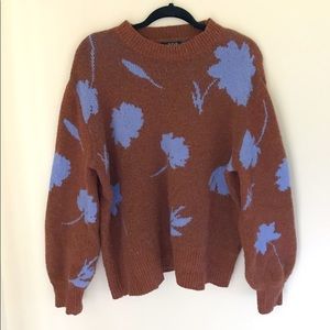 Mock Neck Floral Sweater